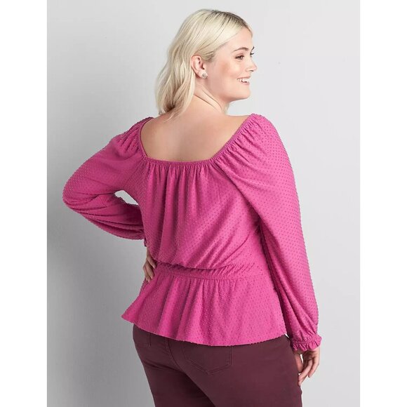 Lane Bryant Women's Top Plus Size 22/24 3X Purple Long Sleeve Peplum Shirt - Picture 12 of 12